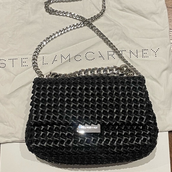 Stella McCartney Weave Chain Faux Leather Becks Shoulder Crossbody Flap Bag - Picture 2 of 7